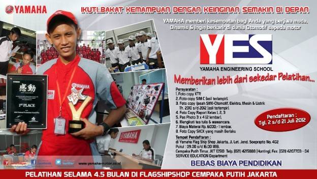 Pendaftaran Yamaha Engineering School Angkatan 36 Dibuka…