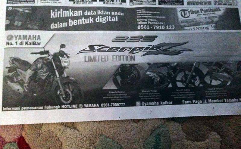 Yamaha Scorpio-Z limited edition sudah mulai masuk iklan koran…..
