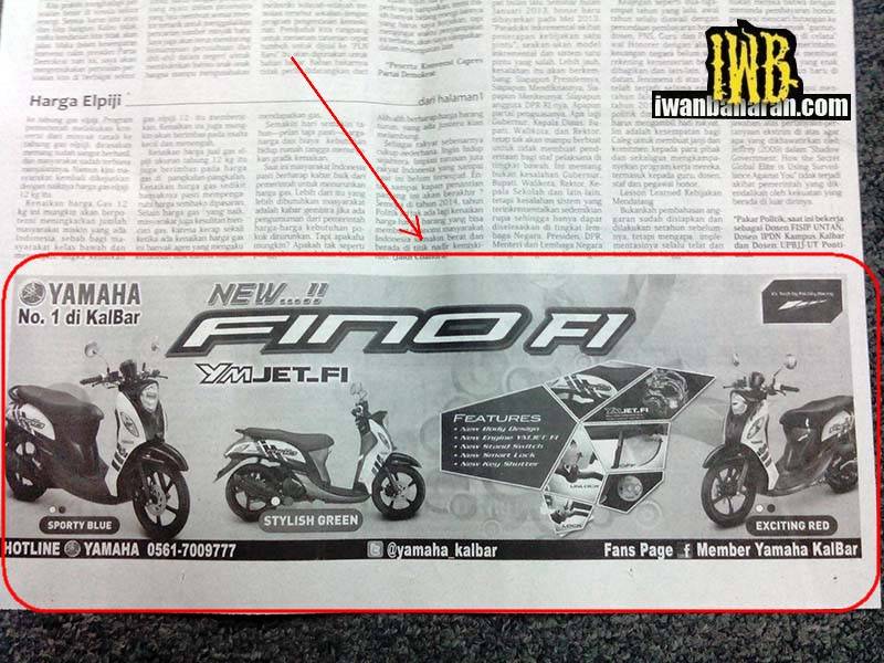 Lho…iklan Yamaha Mio Fino injeksi koq sudah nongol dikoran ya?!..