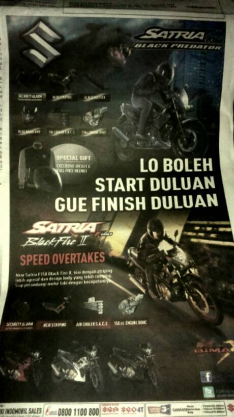 Suzuki sudah mulai genjot iklan Satria FU Black Predator!!…