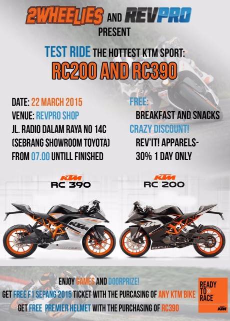 Hot info….KTM-REVPRO akan buka secara umum test ride RC 200 dan RC 390 !!!