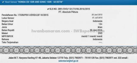 iklan video sonic 150