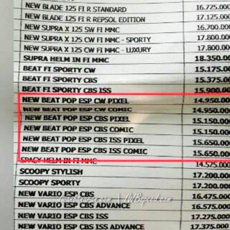 harga beat POP baru